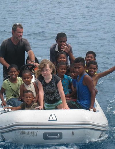 Fijian children visit the boat